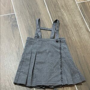Gray Plaid Pinafore Skirt
